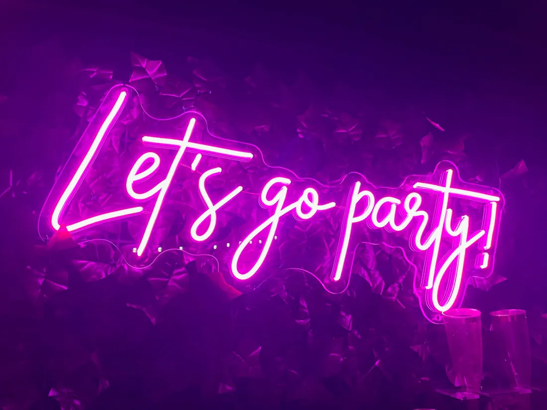 Neon sign at a karaoke party